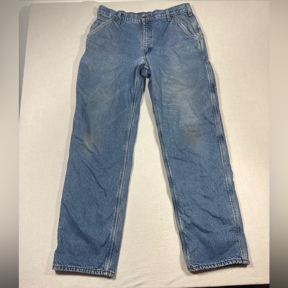 Carhartt B200 DST Mens Jeans Sz 38X36 Denim Dungaree‎ Fit Fleece Lined Carpenter